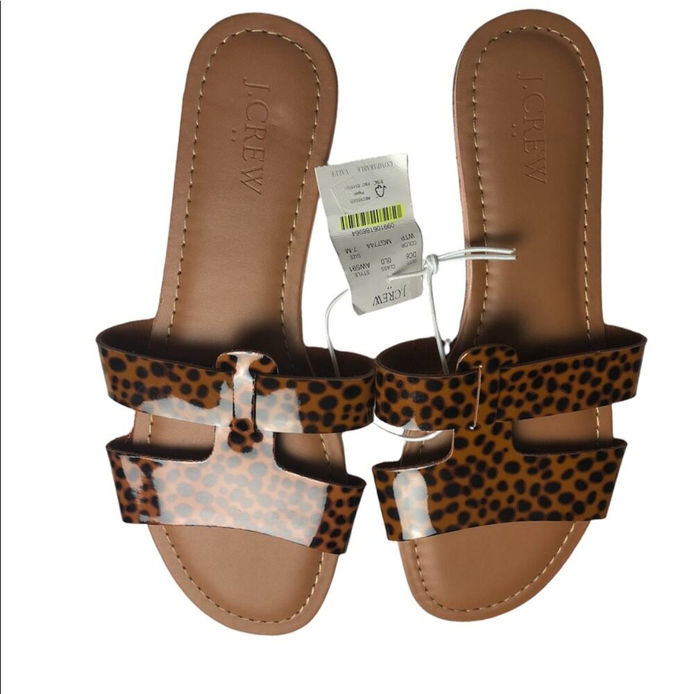 J.Crew Womens Animal Print Sandal Slide Sz 7